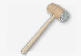 Wooden hammer with the aluminum end